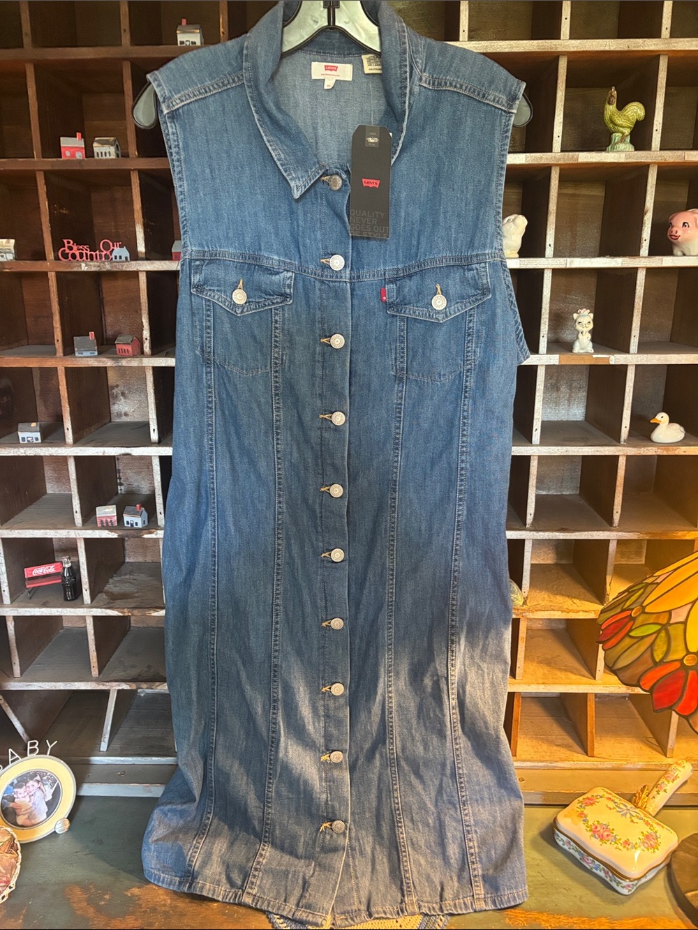Levi's Medium Blue Denim Midi Button-Down Dress